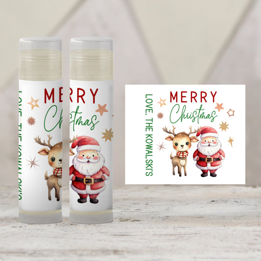 Merry Christmas Lip Balm Favors: Personalized Holiday Chapstick Gift for Students & Stockings